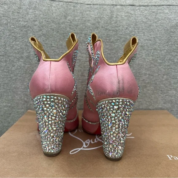 Christian Louboutin Lassodita Cowboy Boots Rare 38 pink cowgirl